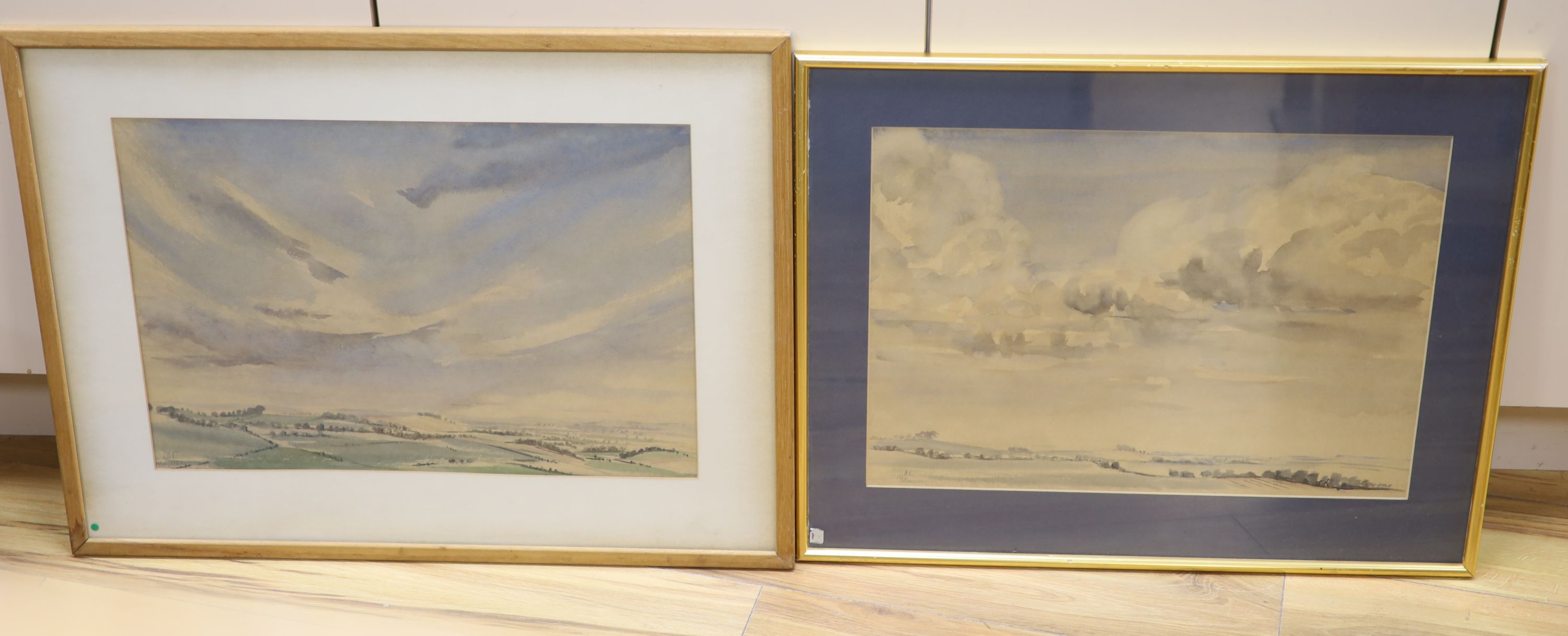 A. Elliott, two watercolours, Near Roystol, signed and dated 1962, 36 x 53cm